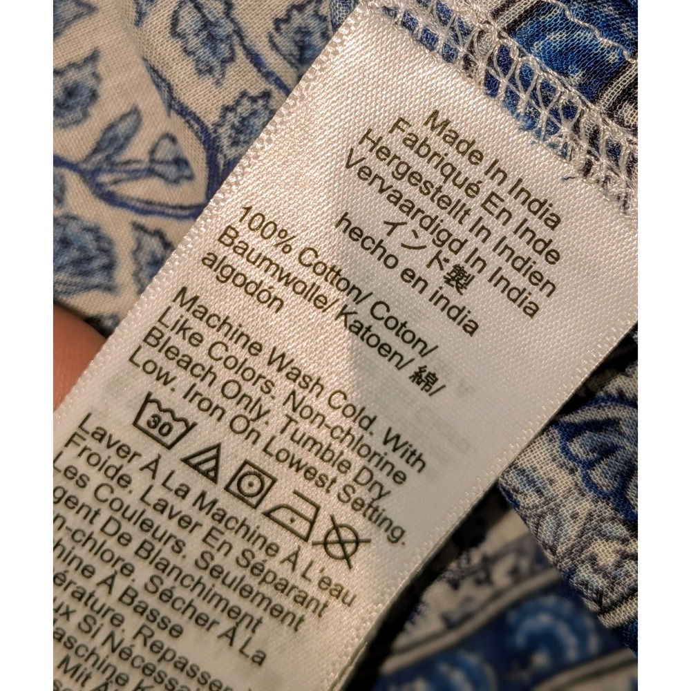 J. Crew Blue White‎ Floral Paisley Cap Sleeve Button Up Shirt Top Size L NWT $90 - Picture 12 of 12